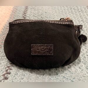 UGG Genuine Leather Shearling Sheepskin Black Wristlet - Rare